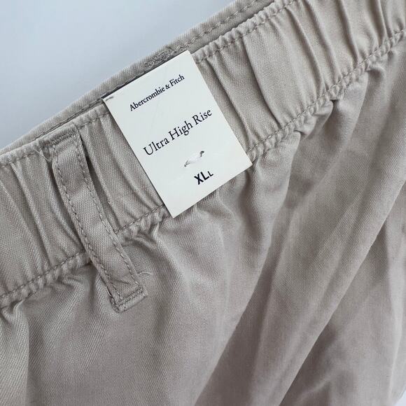 Abercrombie Fitch Tan Khaki Classic Ankle Tie Ultra High Rise Pants XL Long New - Picture 6 of 10